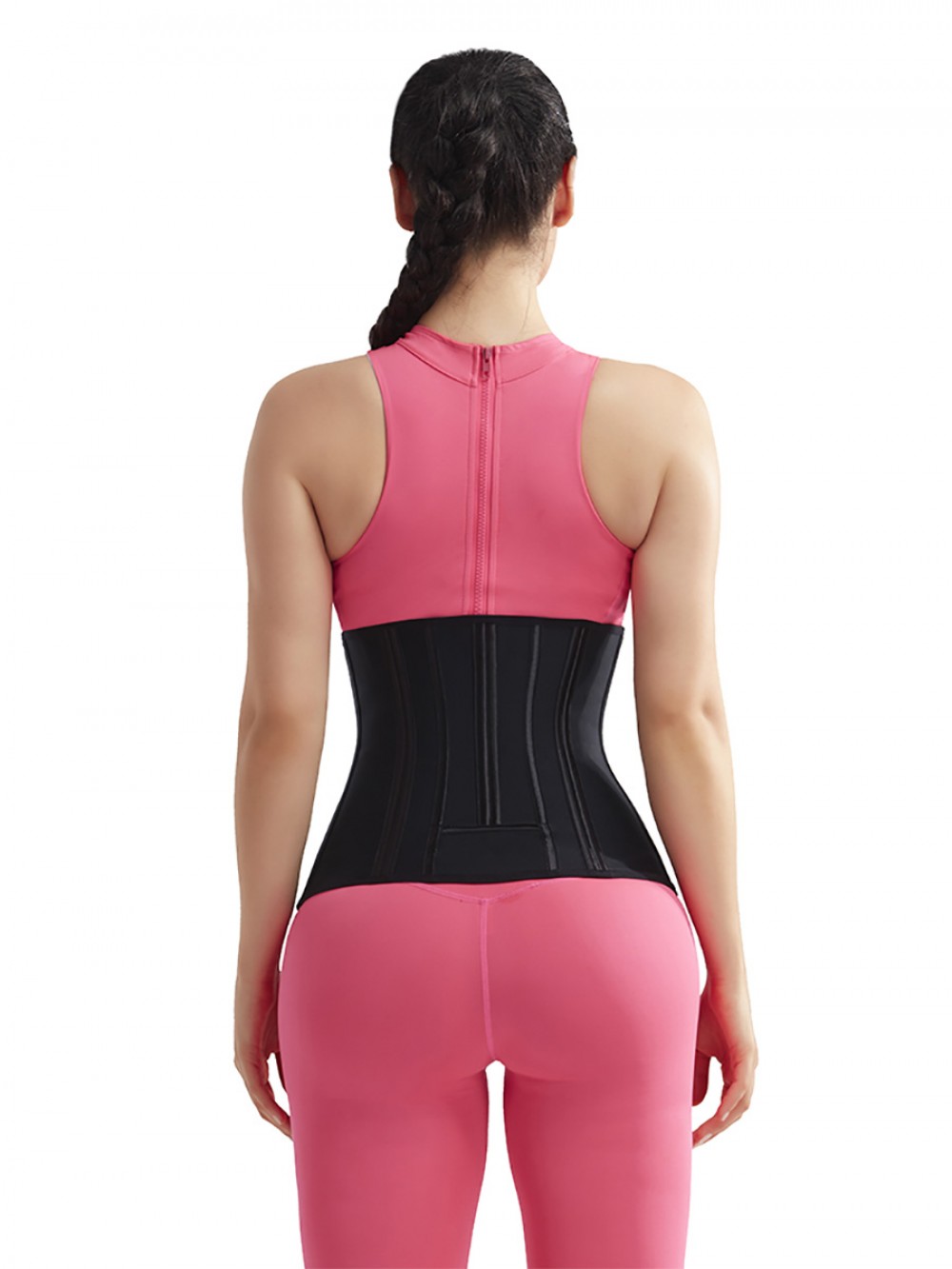Black 20 Steel Bones Latex Waist Cincher Hook High-Compression