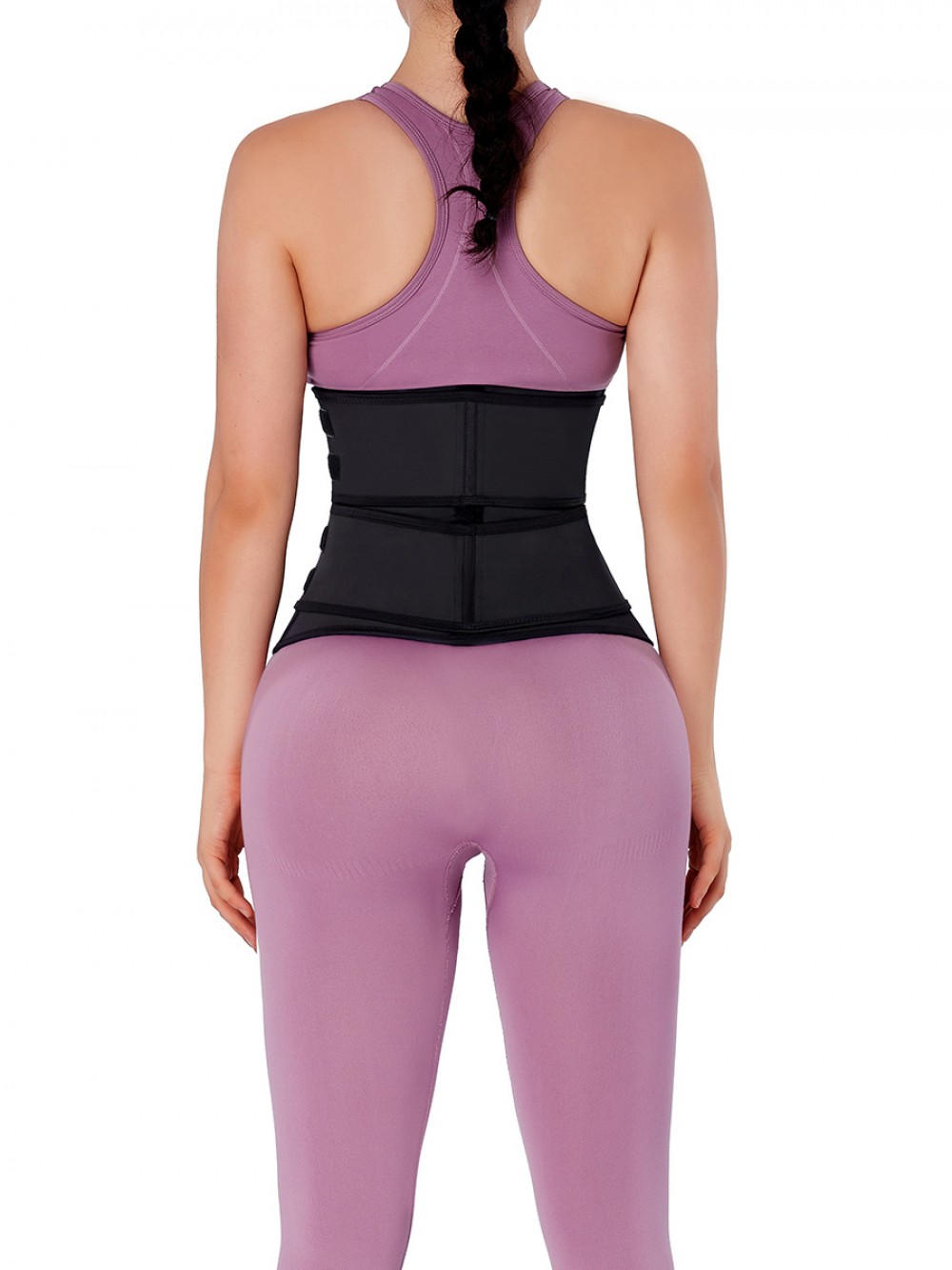 Black Latex Waist Trainer Detachable Double Belts 7 Steel Bones