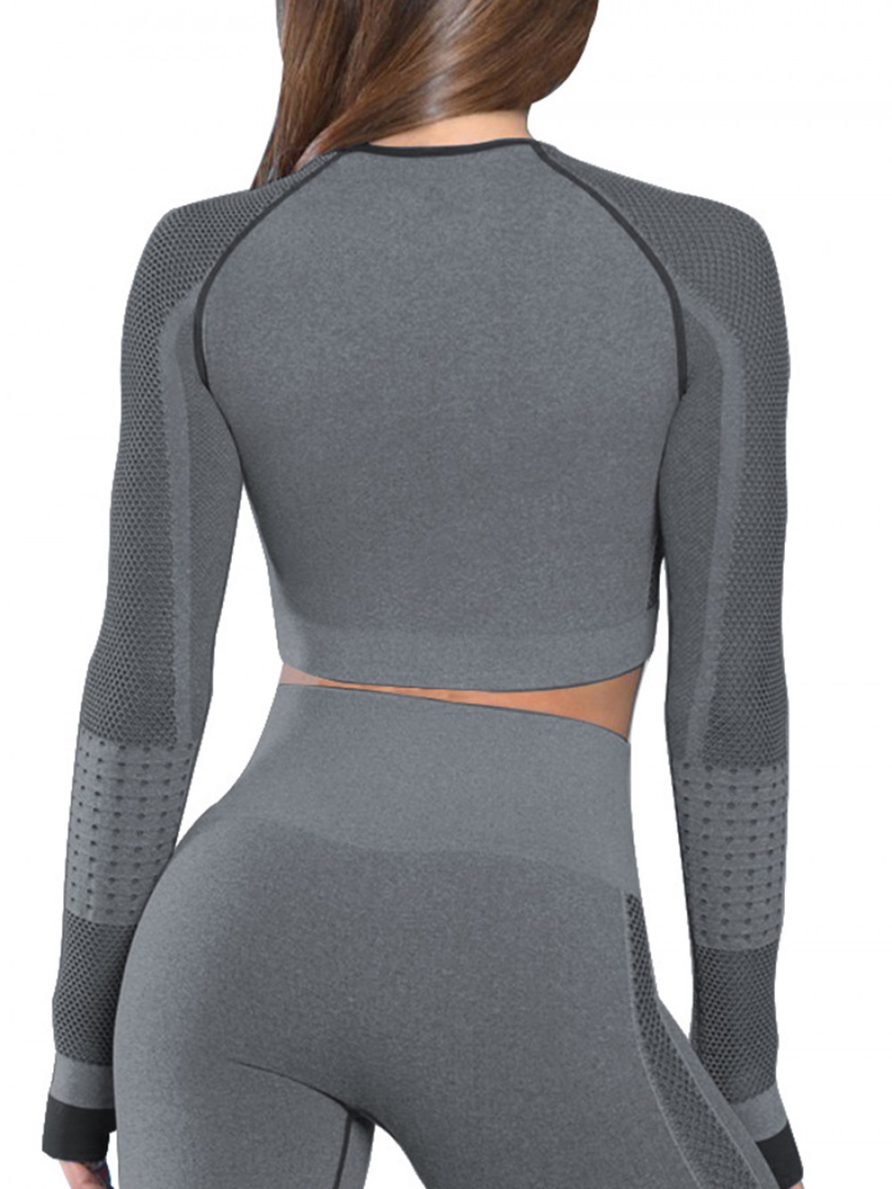 Exquisite Black Sports Top Raglan Sleeve Hollow Out Fashion Trend
