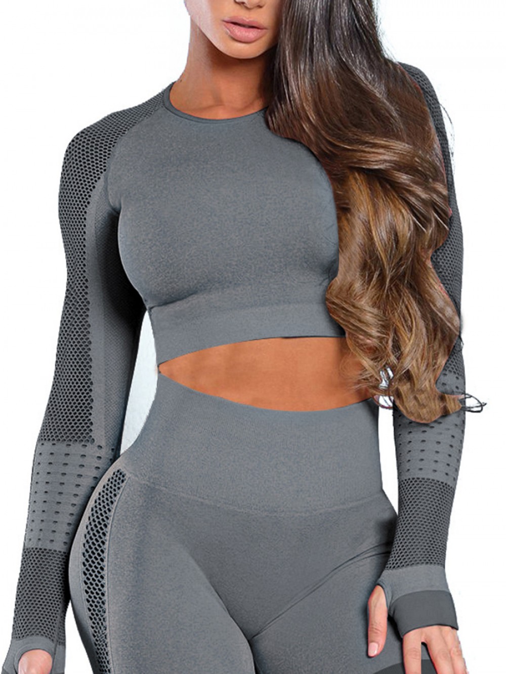 Exquisite Black Sports Top Raglan Sleeve Hollow Out Fashion Trend