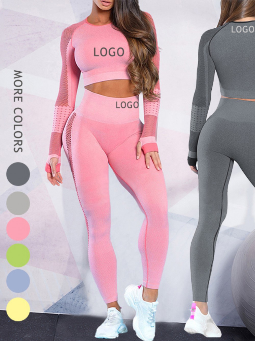 Athletic Light Pink Mesh Patchwork Sport Top Full Sleeve For Warmup
