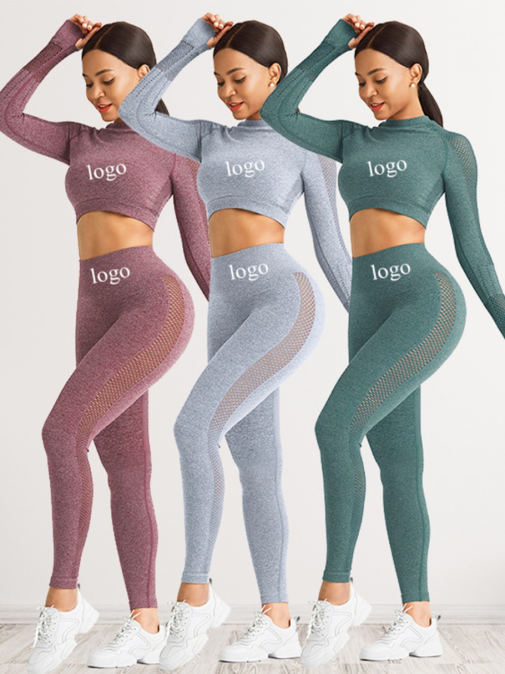 Athletic Light Pink Mesh Patchwork Sport Top Full Sleeve For Warmup