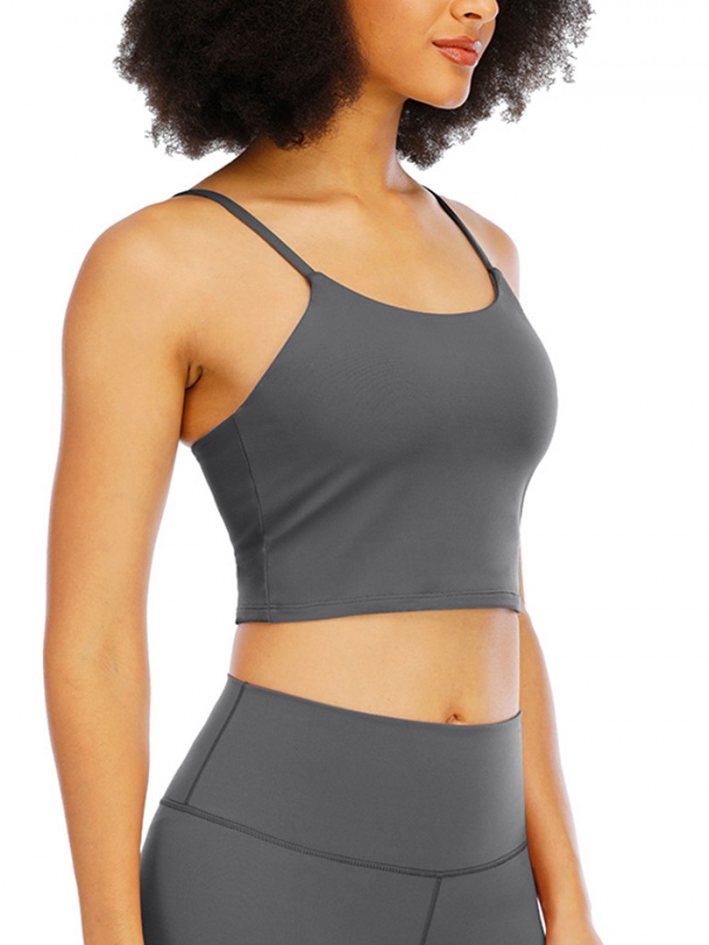 Deep Gray Backless Padded Yoga Bras Longline Tank Top Wholesale