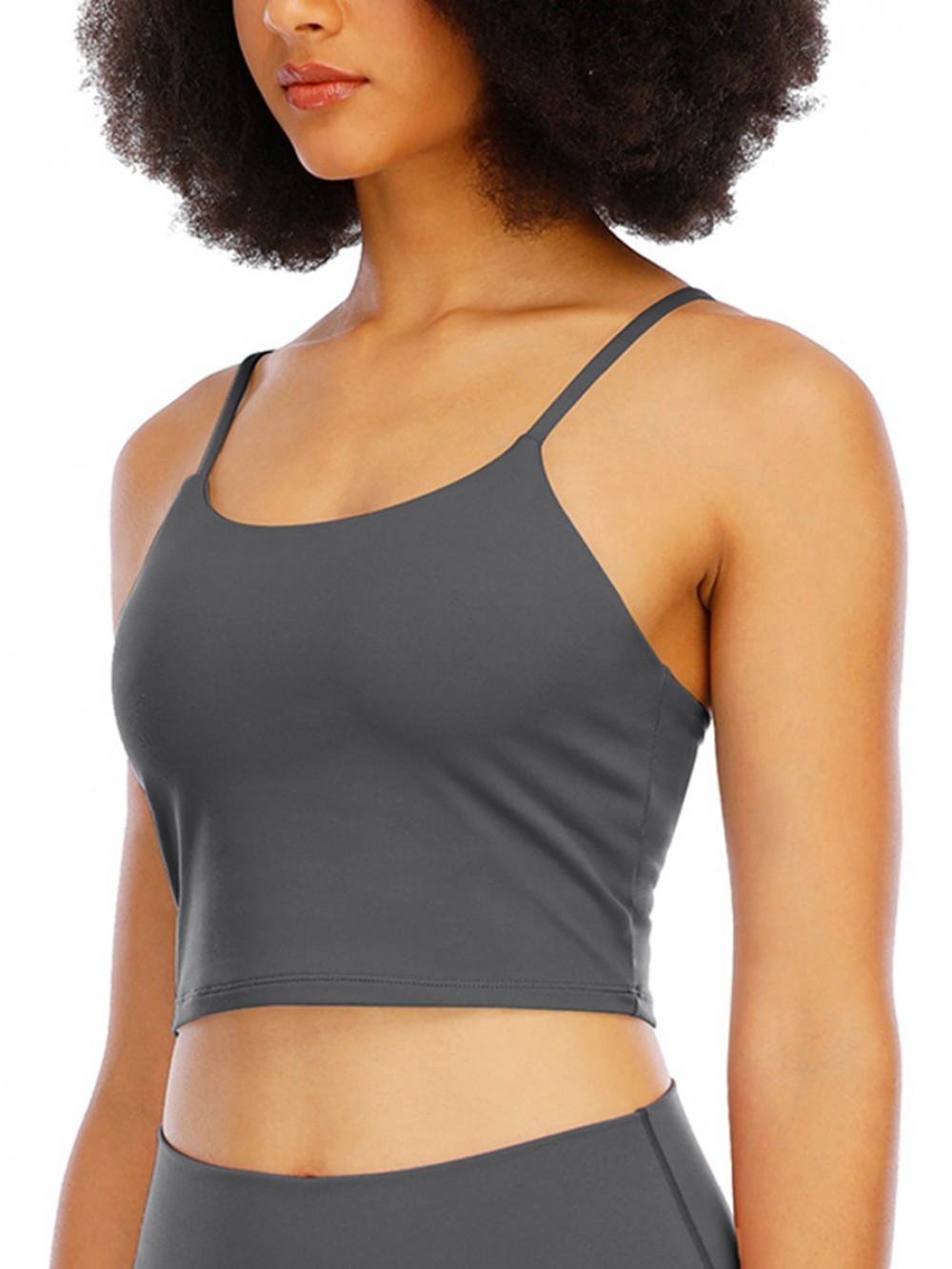 Deep Gray Backless Padded Yoga Bras Longline Tank Top Wholesale