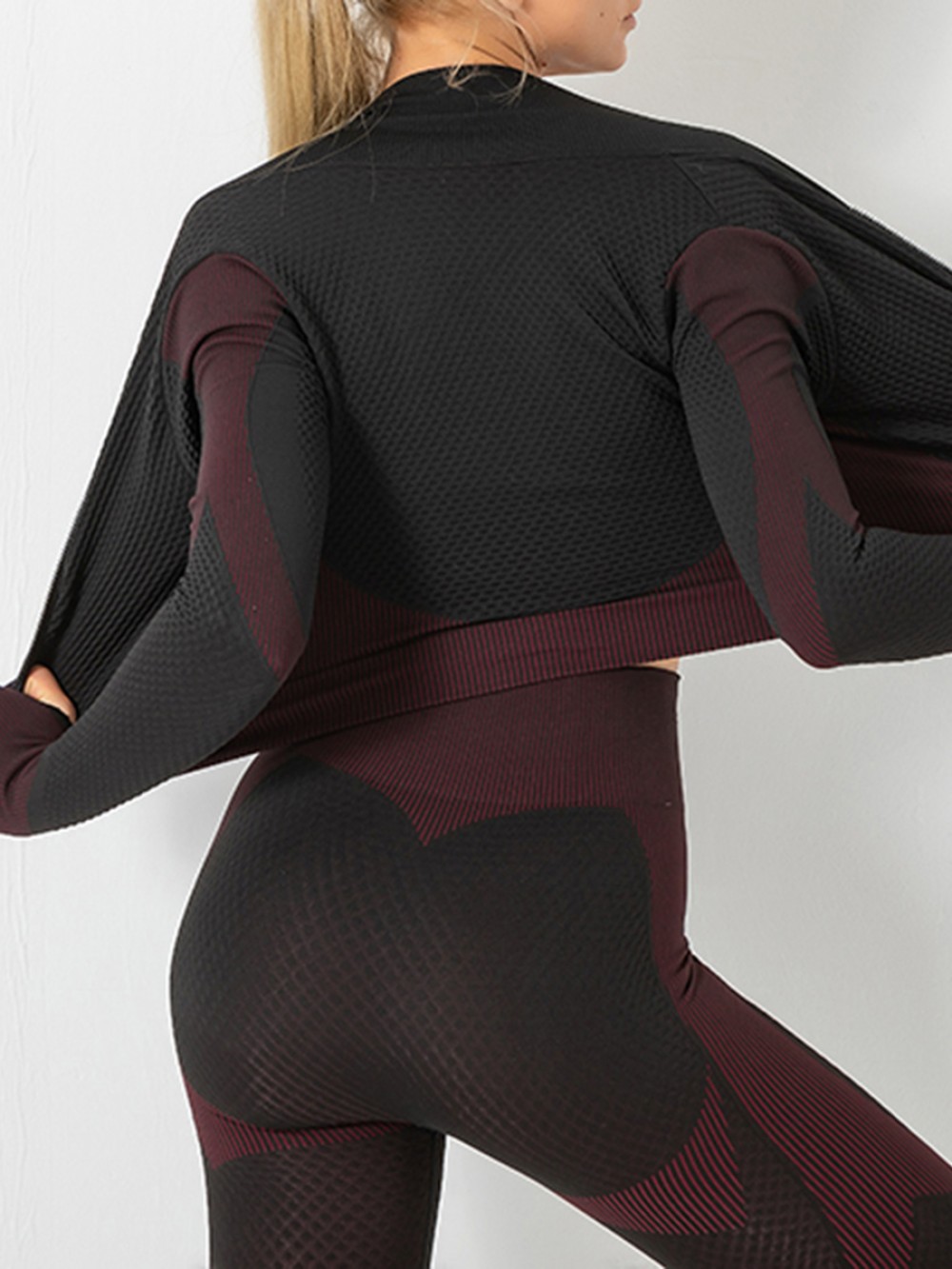 Ultra Hot Fuchsia Full-Length Yoga Suit Thumbhole Zip Fashion