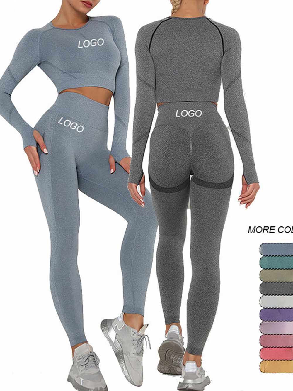 Stretch Dark Gray Sweat Suit Raglan Sleeve High Rise For Female