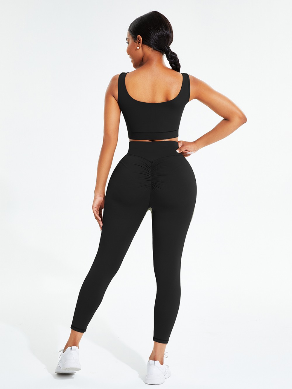 Seamless Black Sports Bra High Waist Leggings Athletic Comfort