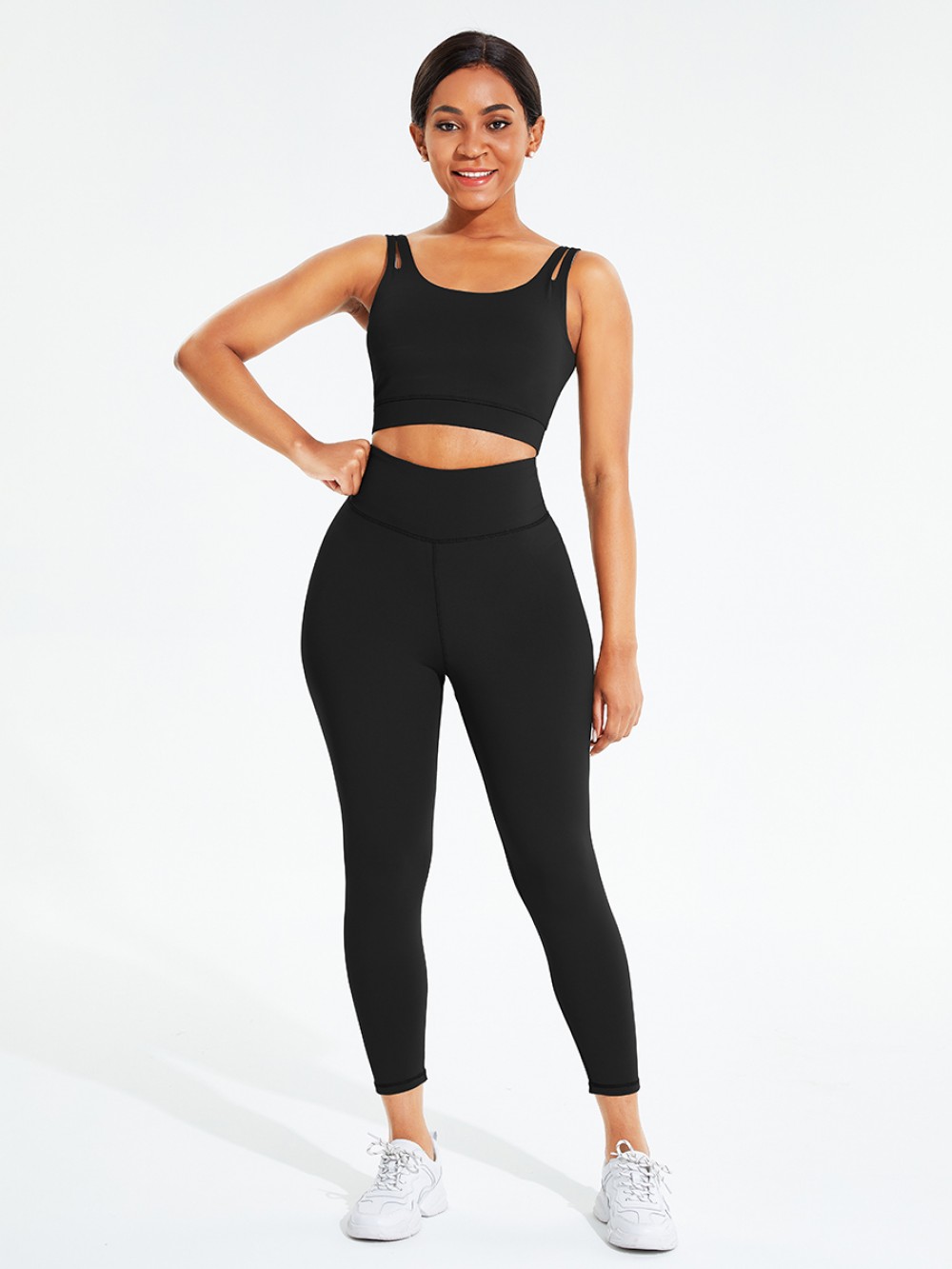 Seamless Black Sports Bra High Waist Leggings Athletic Comfort