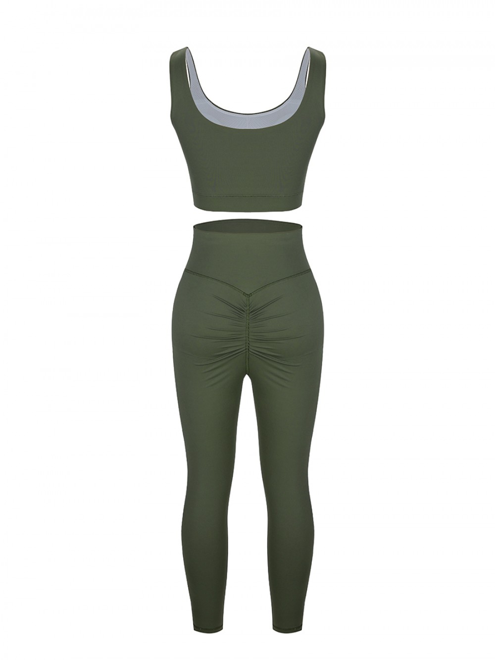 Army Green Hollow Out Full Length Pocket Athletic Suit Comfort