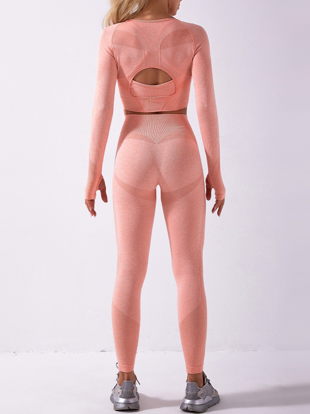 Orange Cropped Yoga Top And Seamless Legging Good Elasticity