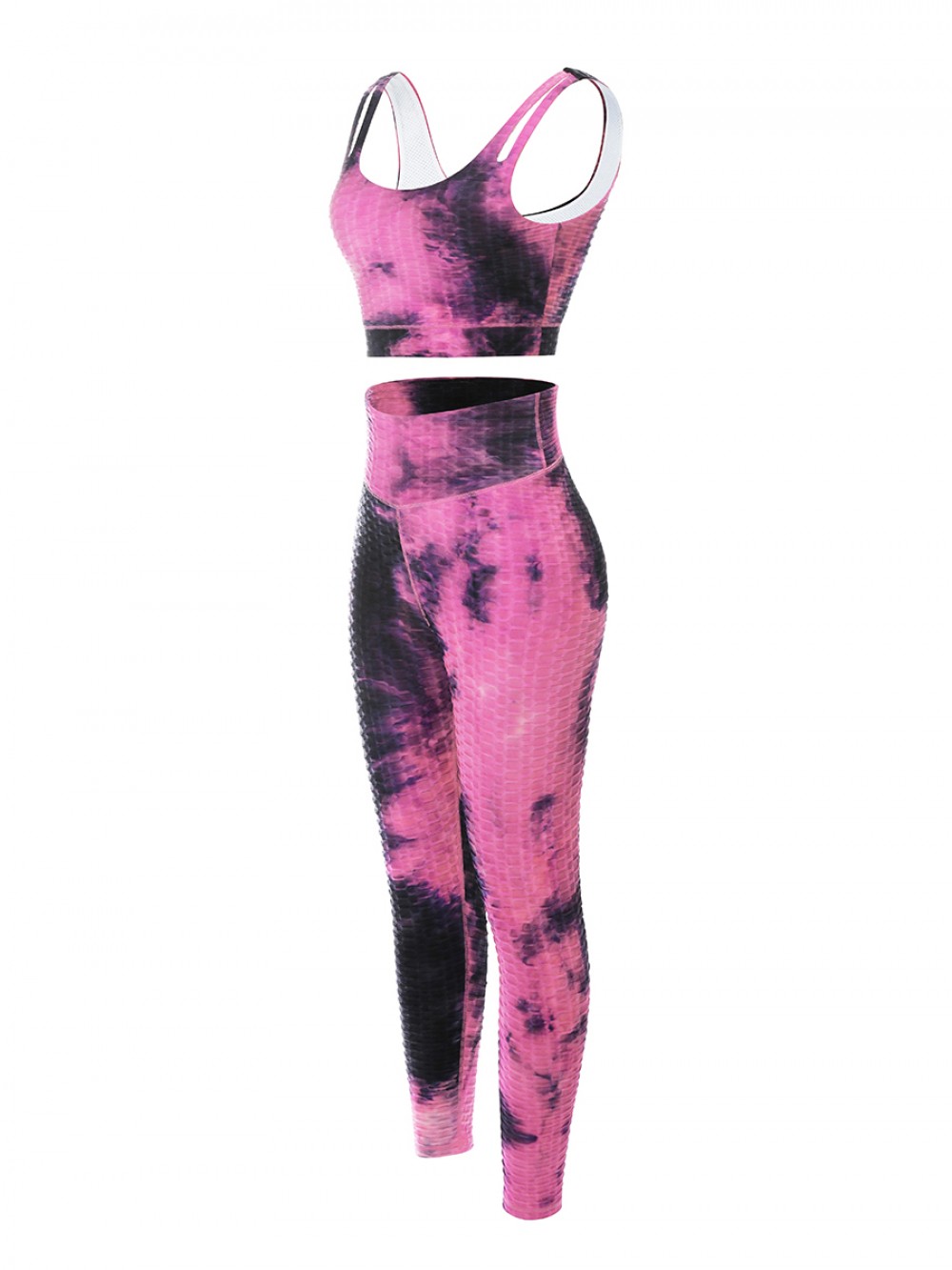 Rose Red Tie-Dyed Sports Bra High Waist Leggings Activewear
