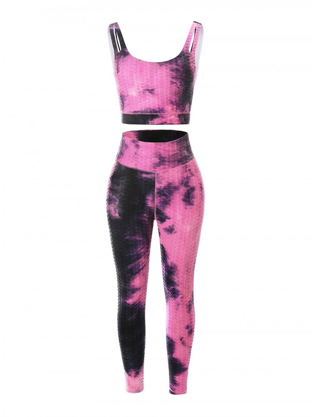 Rose Red Tie-Dyed Sports Bra High Waist Leggings Activewear