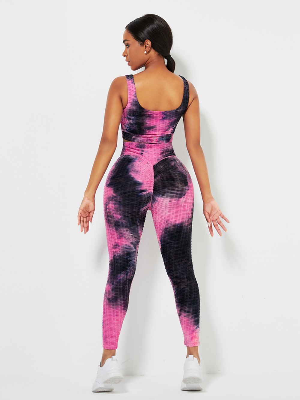 Rose Red Tie-Dyed Sports Bra High Waist Leggings Activewear