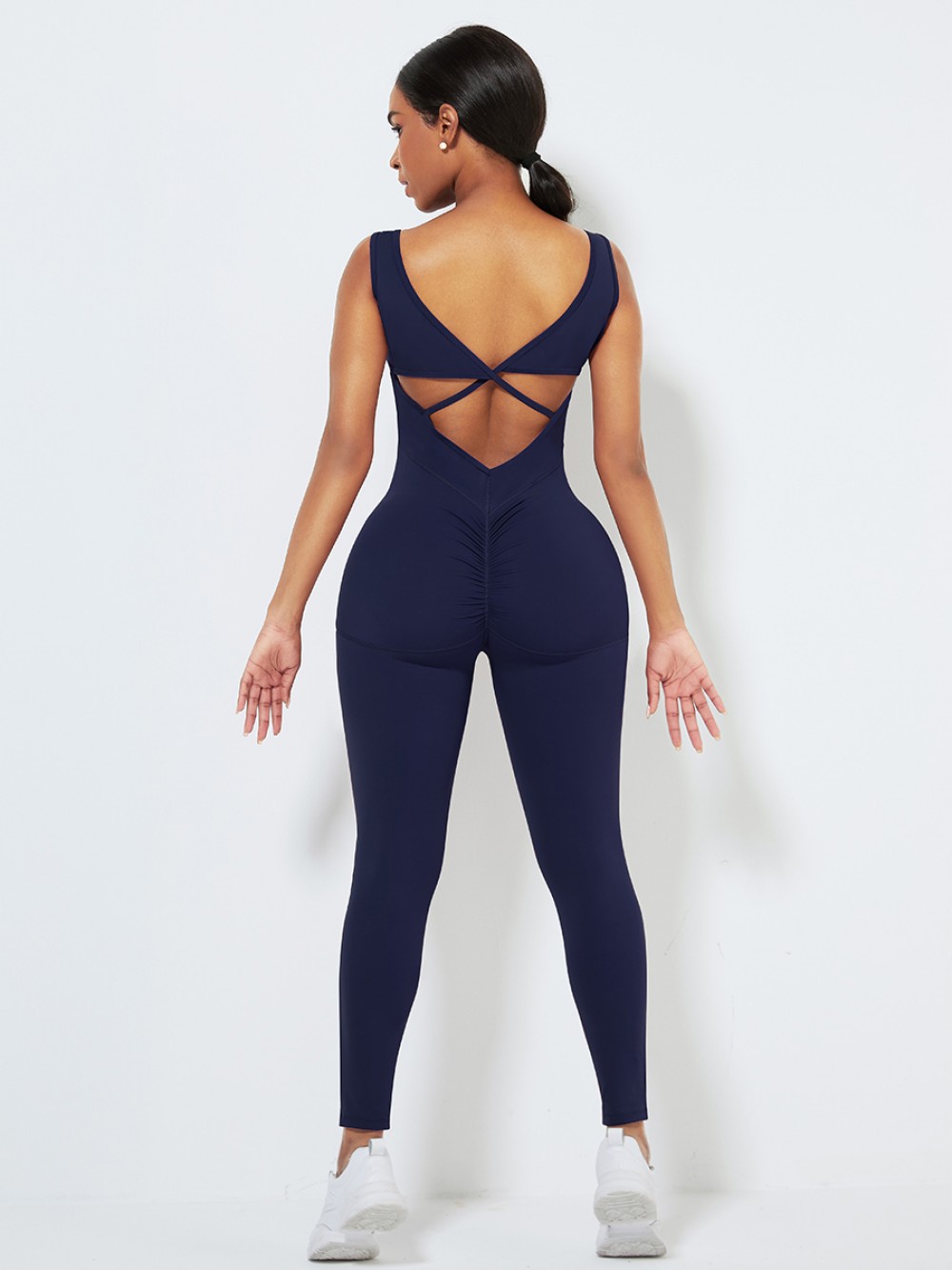Tibetan Green Athletic Jumpsuit Solid Color Removable Pads Aerobic Activities