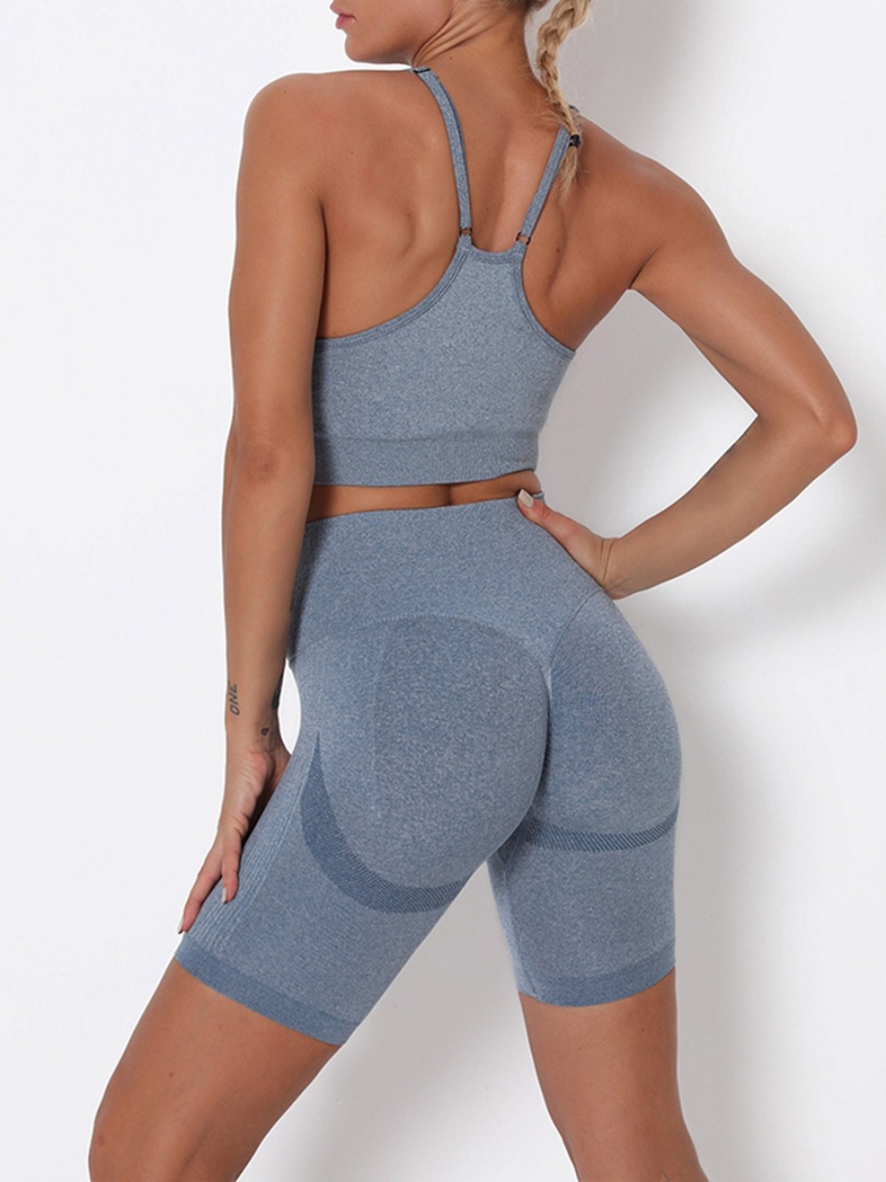 Blue Sports Suit Removable Padded High Rise Preventing