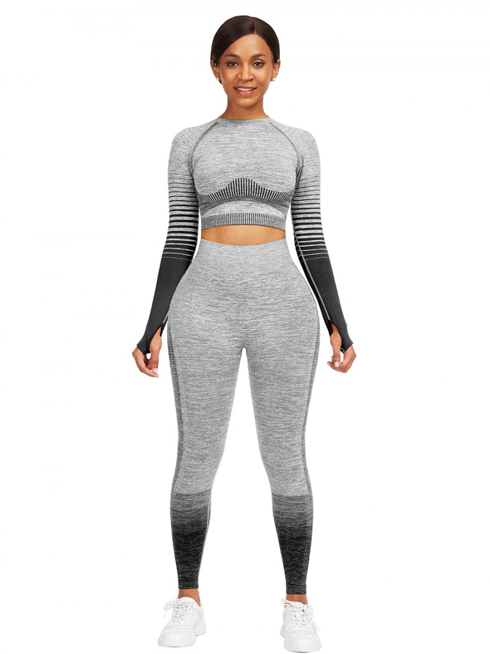Lavish Black Crop Top Crew Neck High Waist Pants For Training