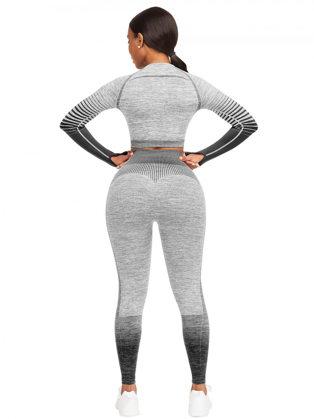 Lavish Black Crop Top Crew Neck High Waist Pants For Training