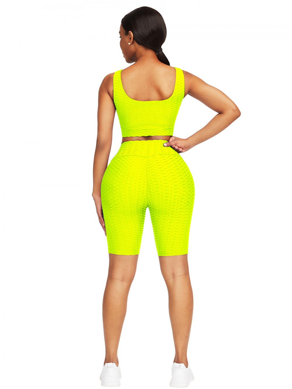 Lavish Yellow Scoop Neck Training Suits High Waist Young Style