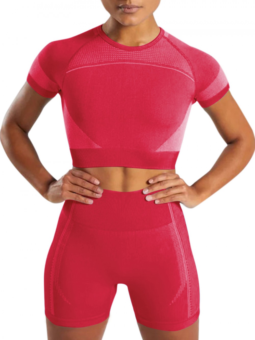 Ultimate Fit Rose Red Cutout Back Sports Suit Round Neck