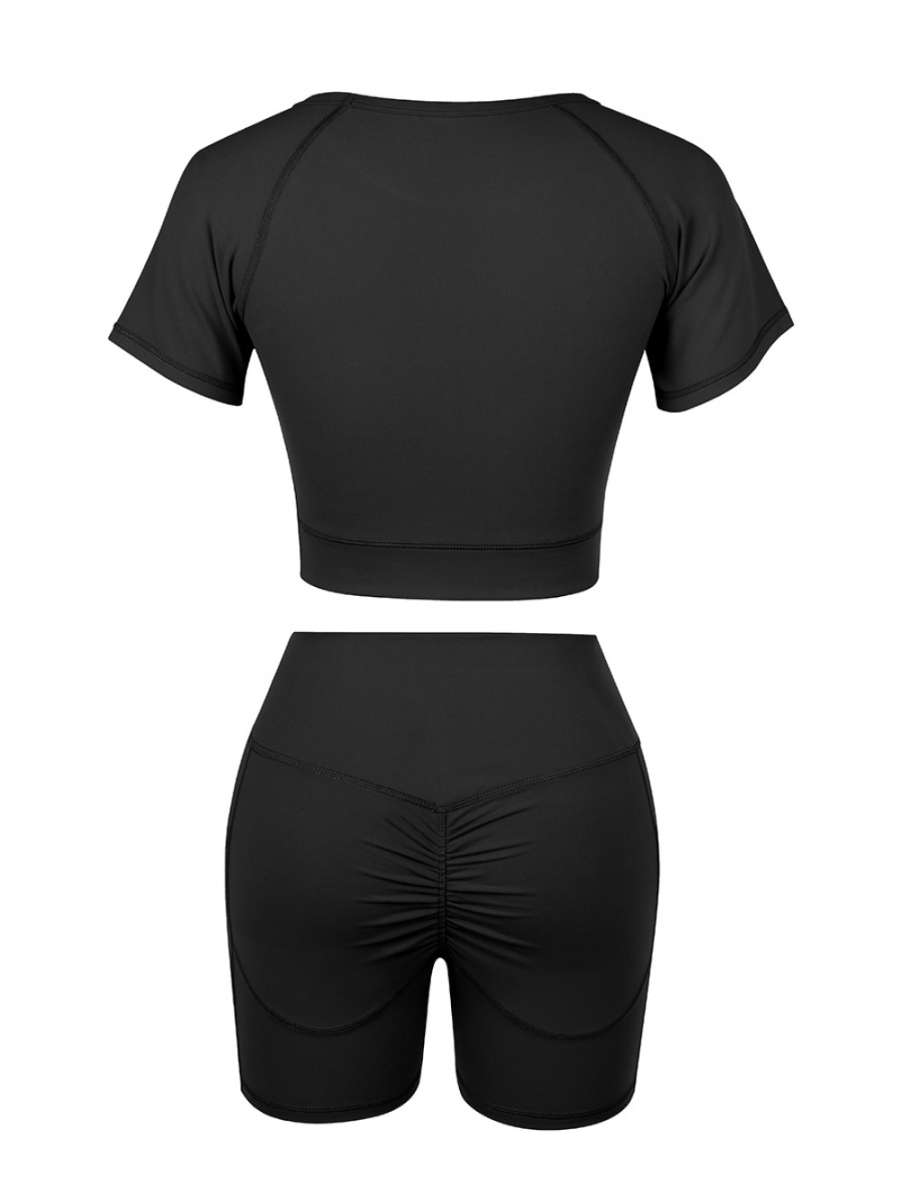 Unique Black Solid Color Round Collar Sweat Suit Women Fashion