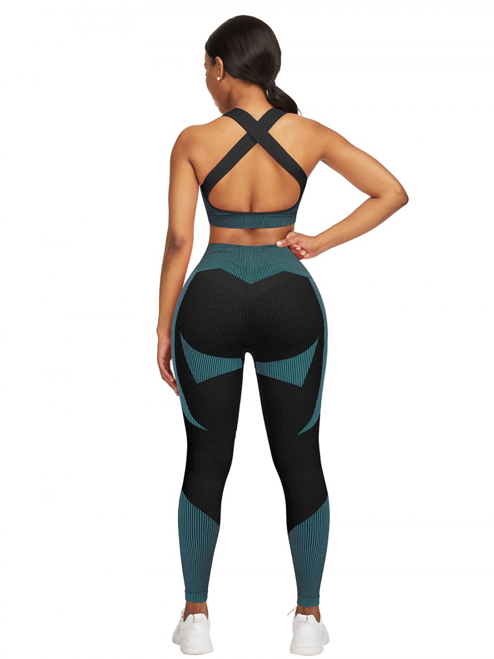 Spectacular Lake Blue Cross Back Sports Suit Full Length Fashion