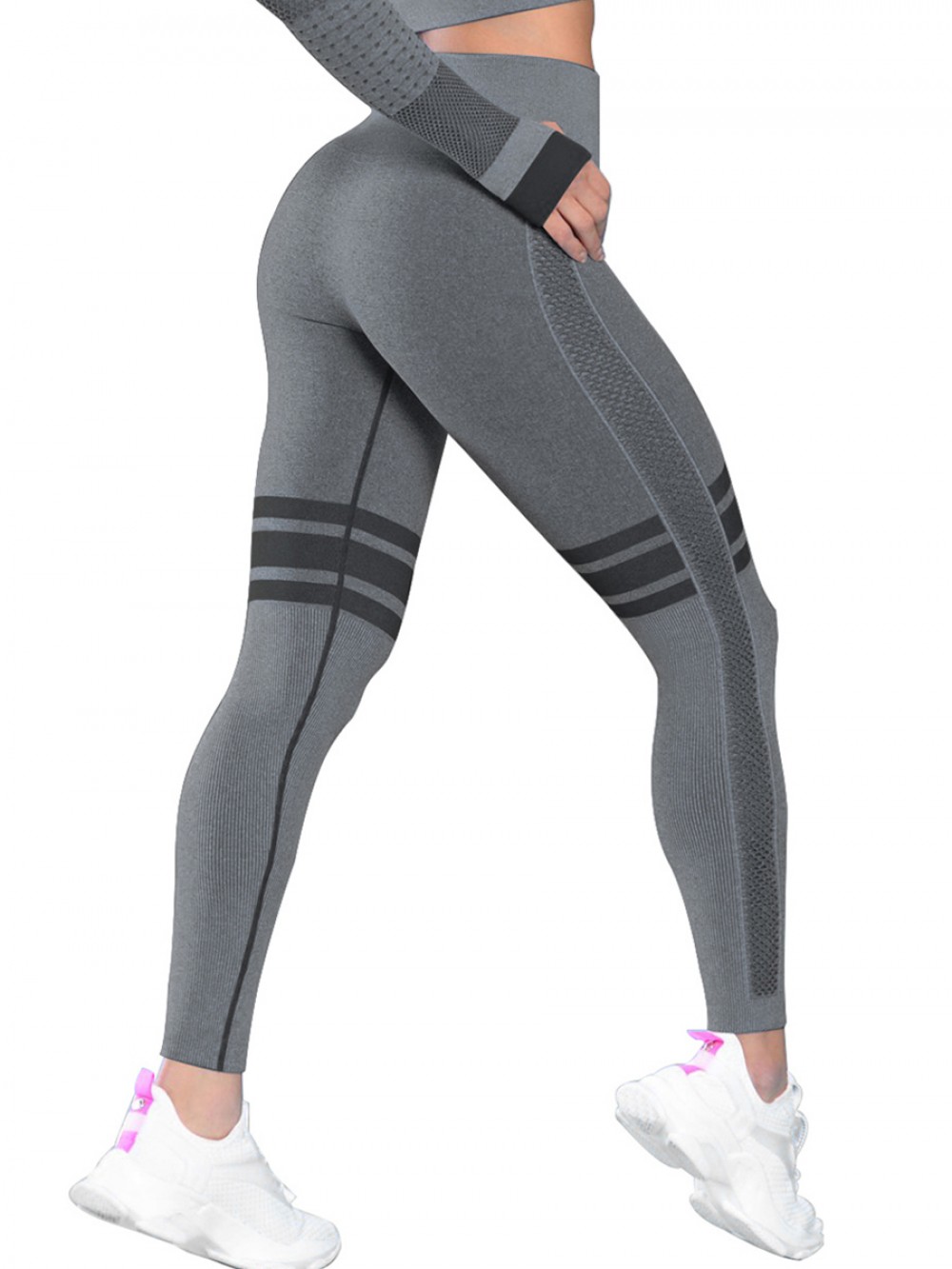 Super Comfy Black Mesh Patchwork High Rise Yoga Leggings Trendy Style