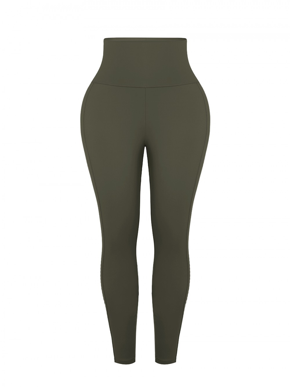 Army Green Wide Wasitband 4-Way Stretch Yoga Pants Nice Quality
