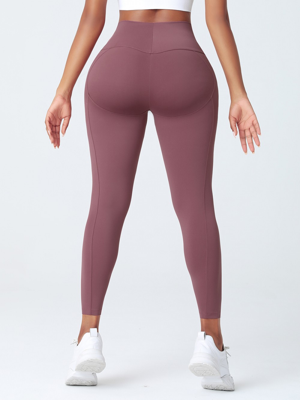 Jujube Red High Rise Contouring Stitch Lines Sports Pant For Fitness