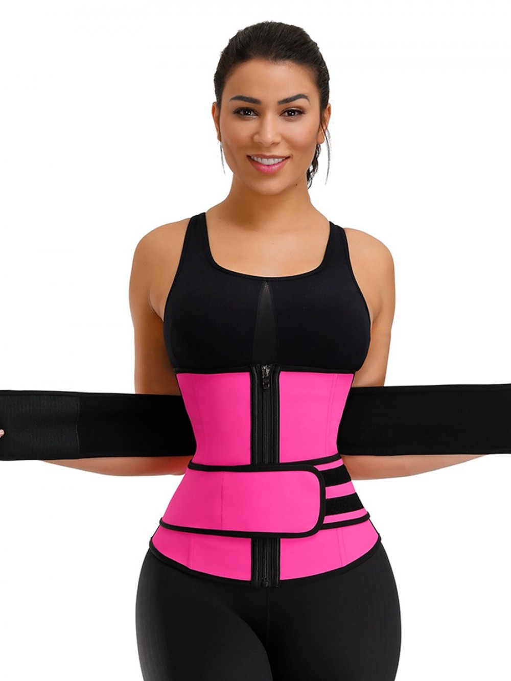 Rose Red Latex Waist Trainer With YKK Zipper Plus Size Higher Power