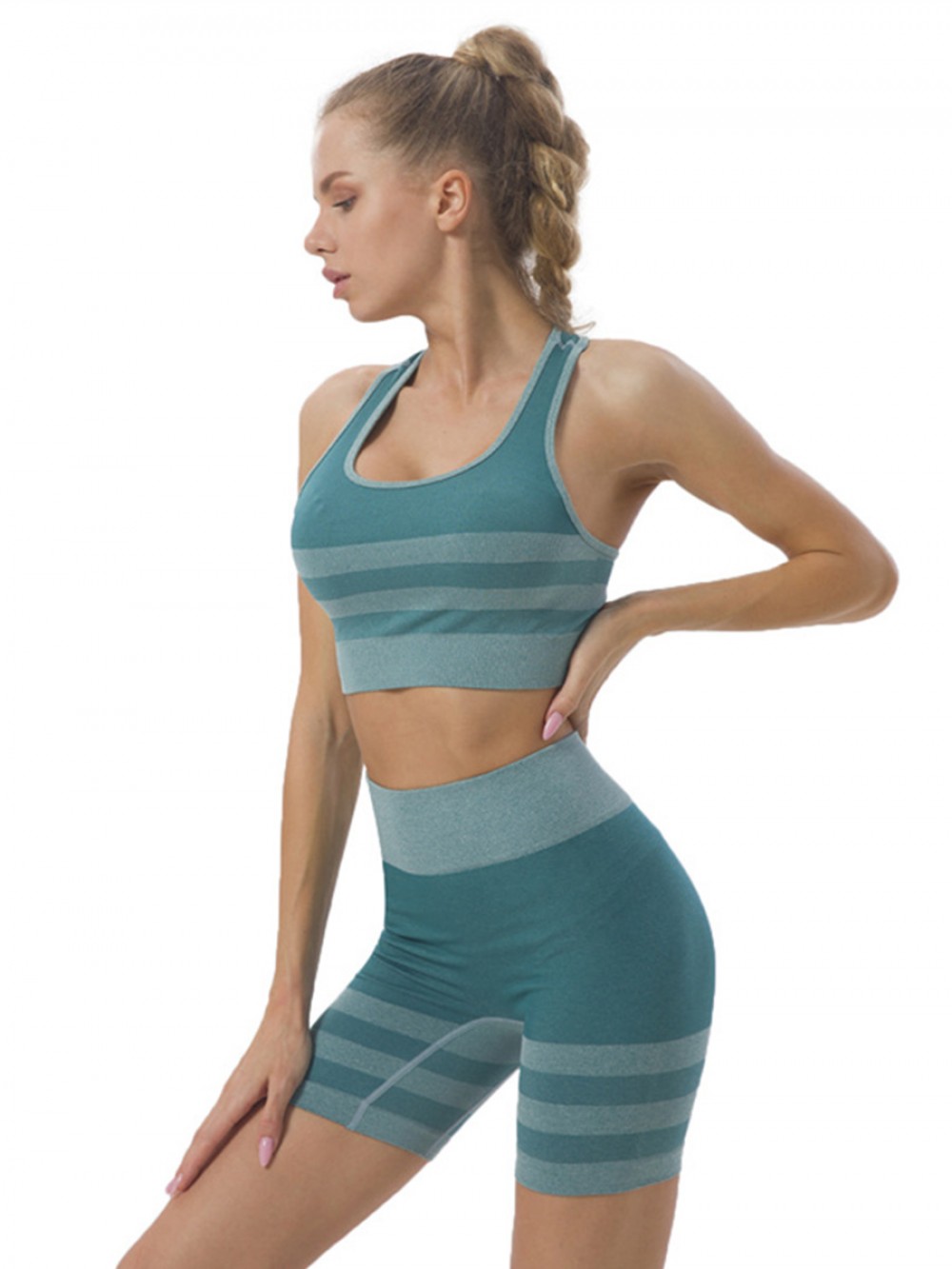 Wholesale Elasticity Knit Sport Jogging Wear Fitness Yoga Short Set