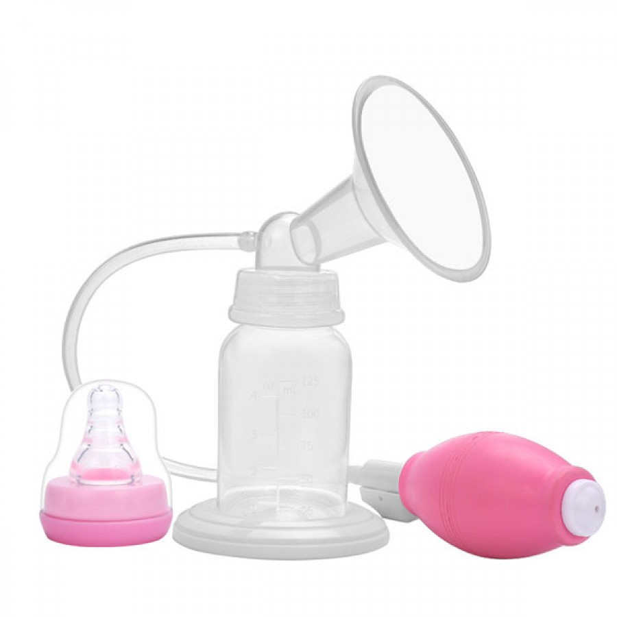 Silicone manual breast pump with pump