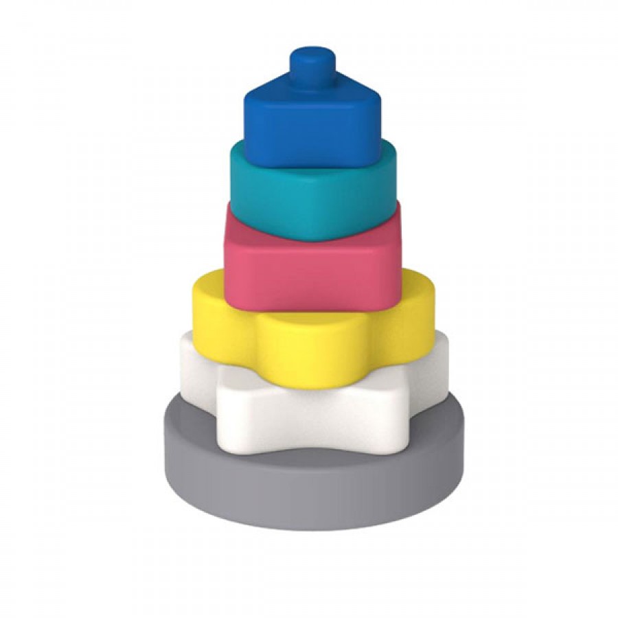 Geometric shape colorful silicone baby stacking toy