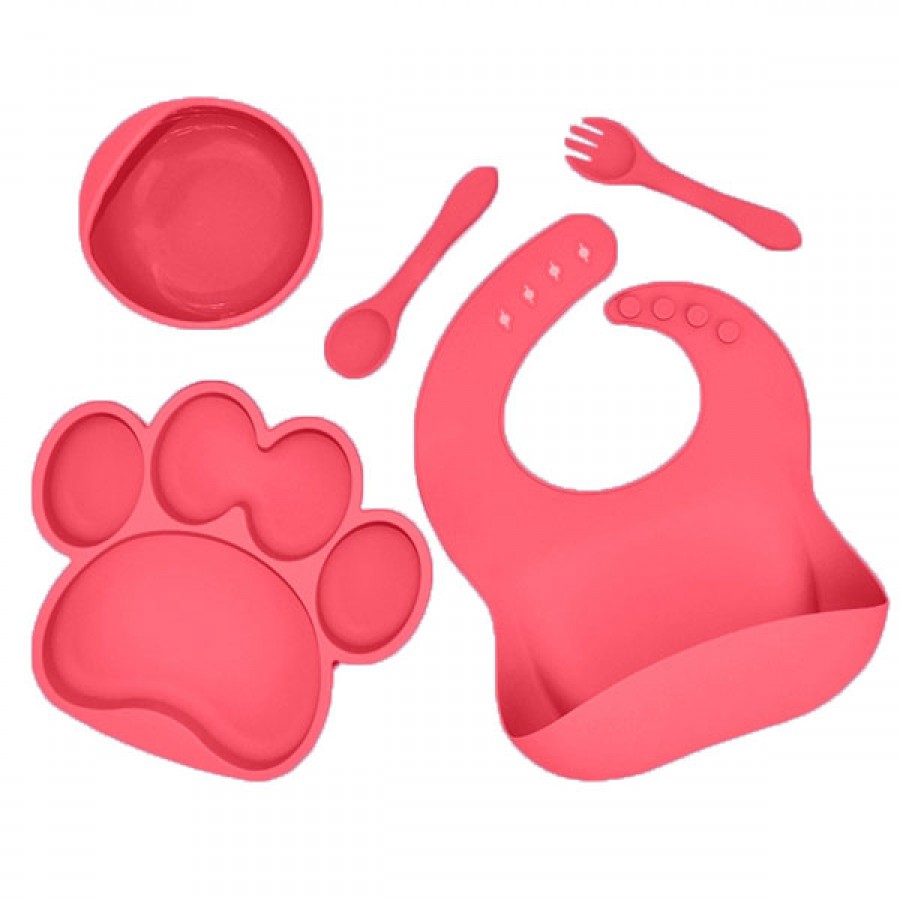 Bear paw silicone dinner plate set 5 pieces