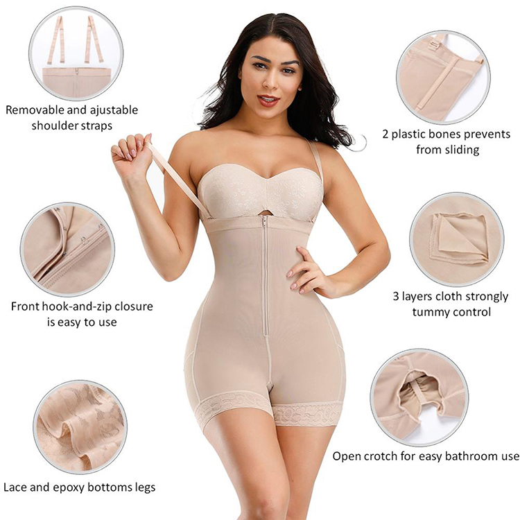 Coffee Color Hourglass Body Shaper Underbust Zipper Slim Waist