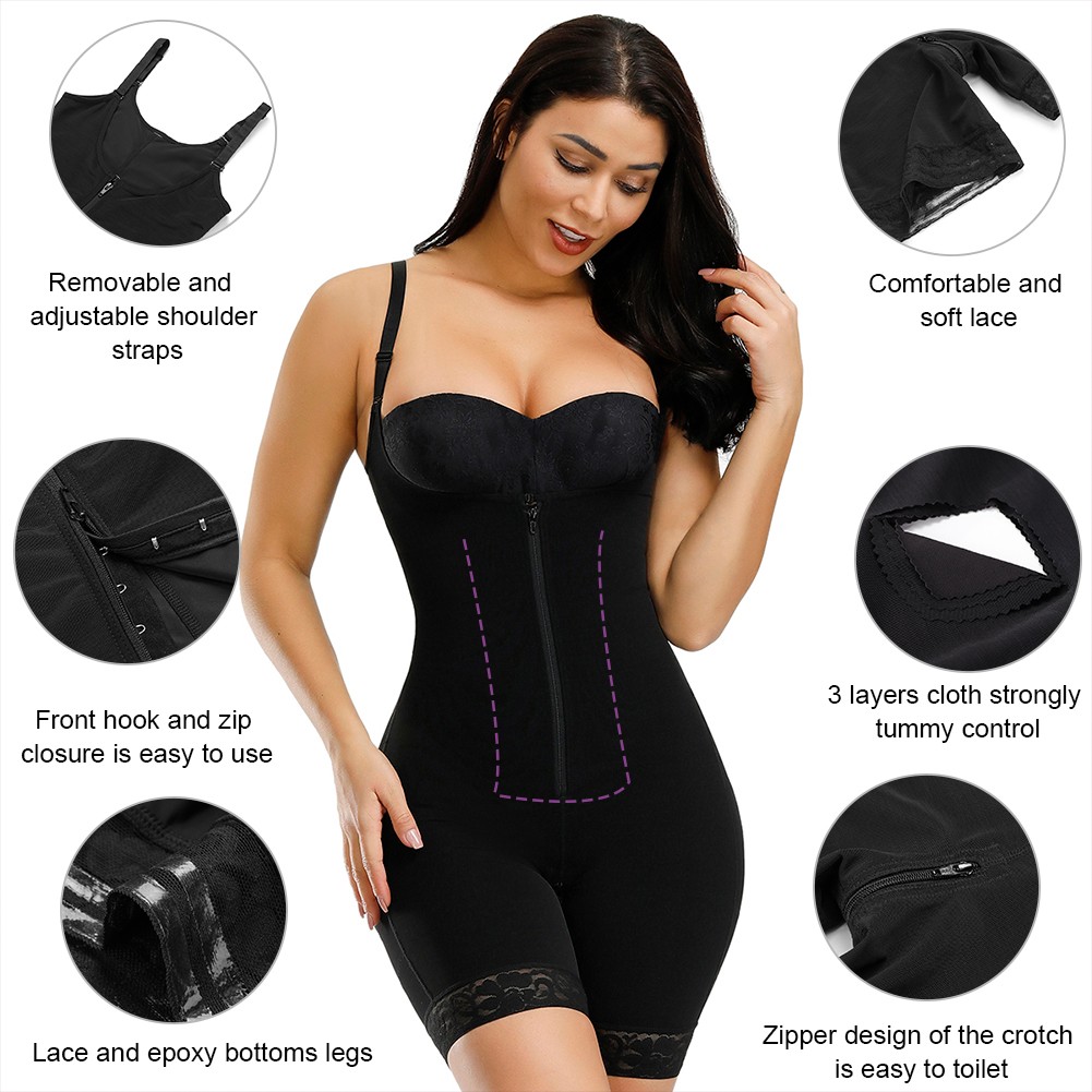 Womens Shapewear Tummy Control ' Zipper Suspender Lift Breathable Corset  Body Shapers Black XXXL 