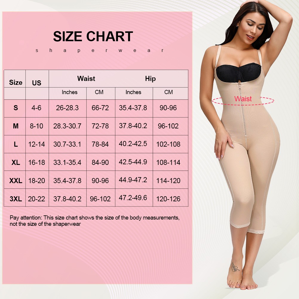 Natural Shaping Skin Color Zipper Midi Length Full Body Shaper Flatten Tummy