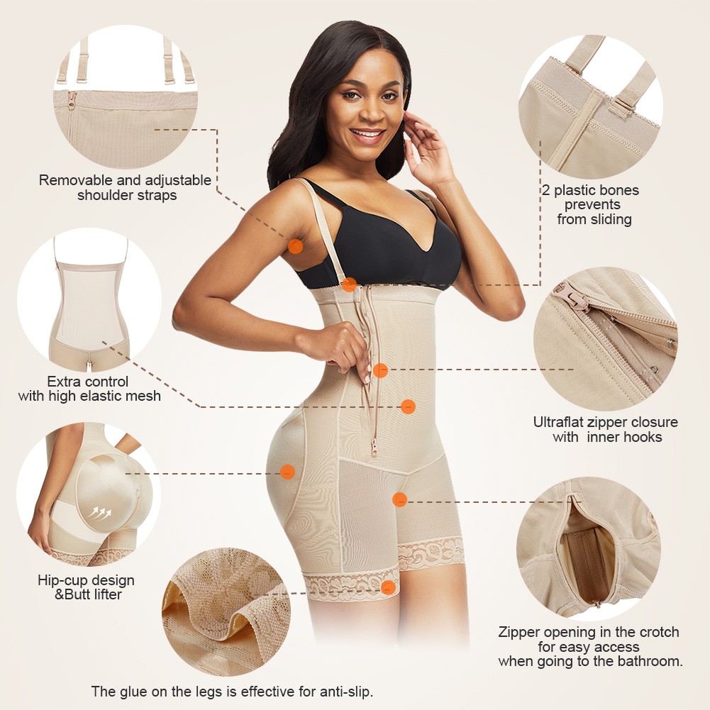 Skin Color Underbust Zipper Body Shaper Lace Trim Curve Creator