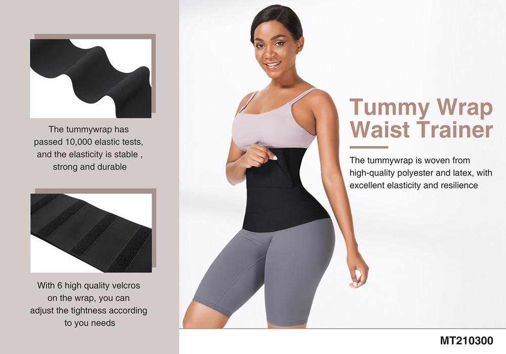 Full Curve Latex Tummy Wrap Unisex Elastic Band Compression One Size Fits  All Xs To 5x Black, 1-Piece