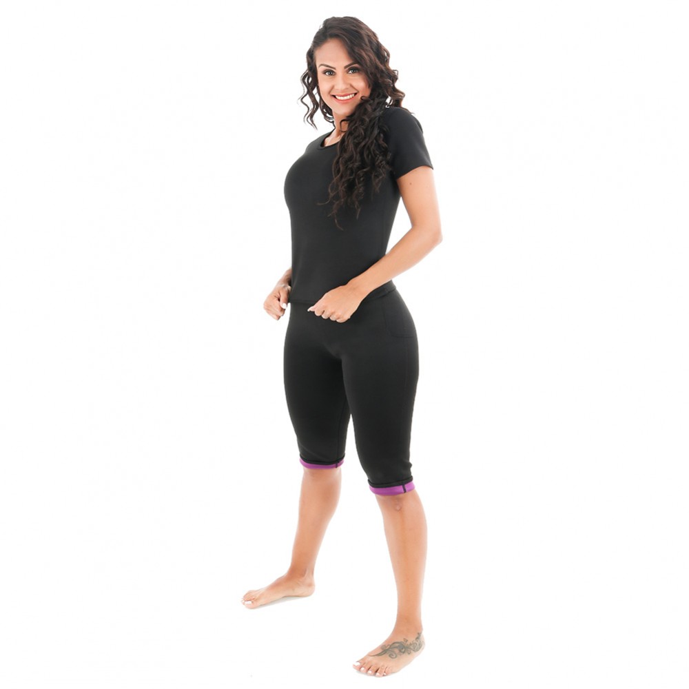 Reversible Full Size Short Sleeve Shapewear Two Pieces For Training