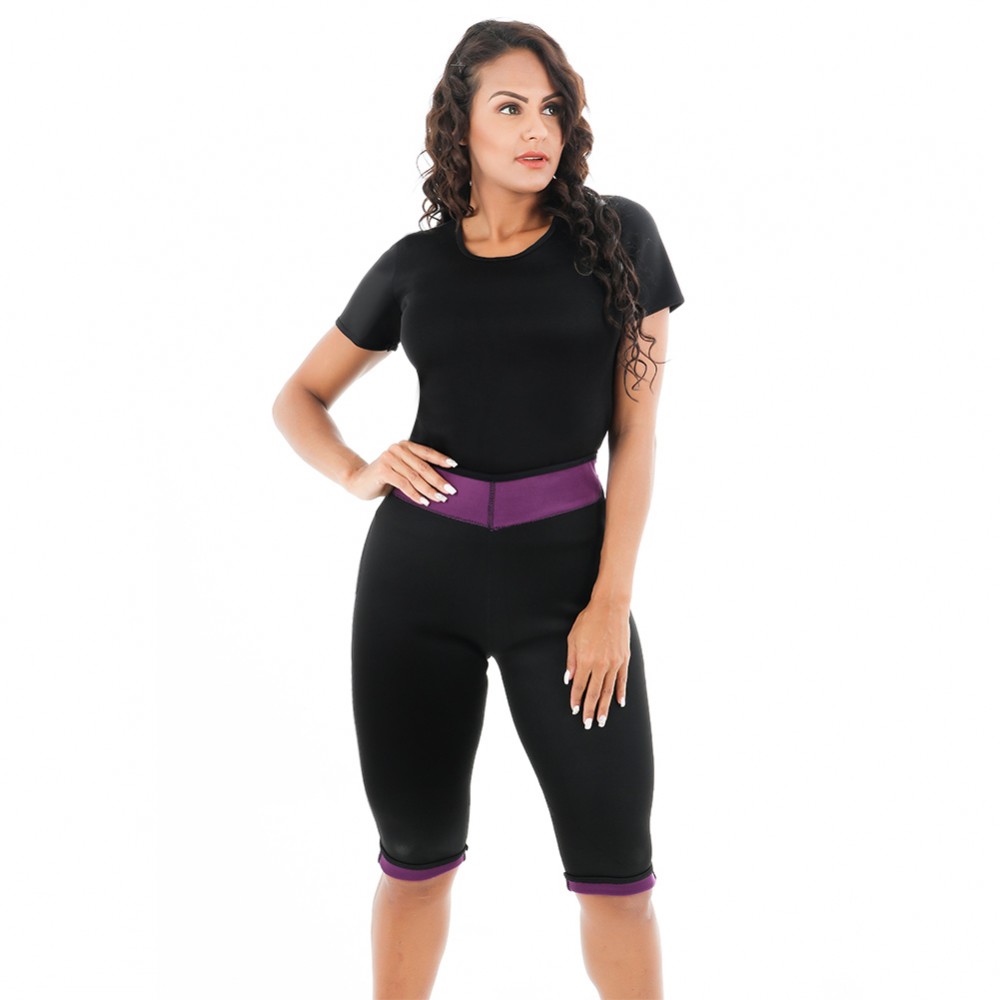 Reversible Full Size Short Sleeve Shapewear Two Pieces For Training