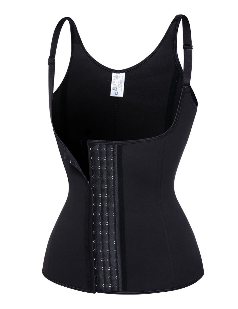 Black Neoprene 4 Steel Bones Vest Shaper With Hooks Ultimate Stretch