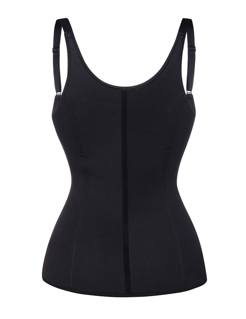 Black Neoprene 4 Steel Bones Vest Shaper With Hooks Ultimate Stretch