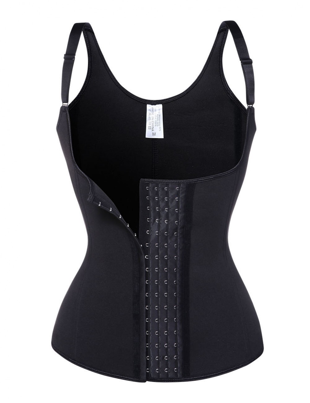 Black Neoprene 4 Steel Bones Vest Shaper With Hooks Ultimate Stretch