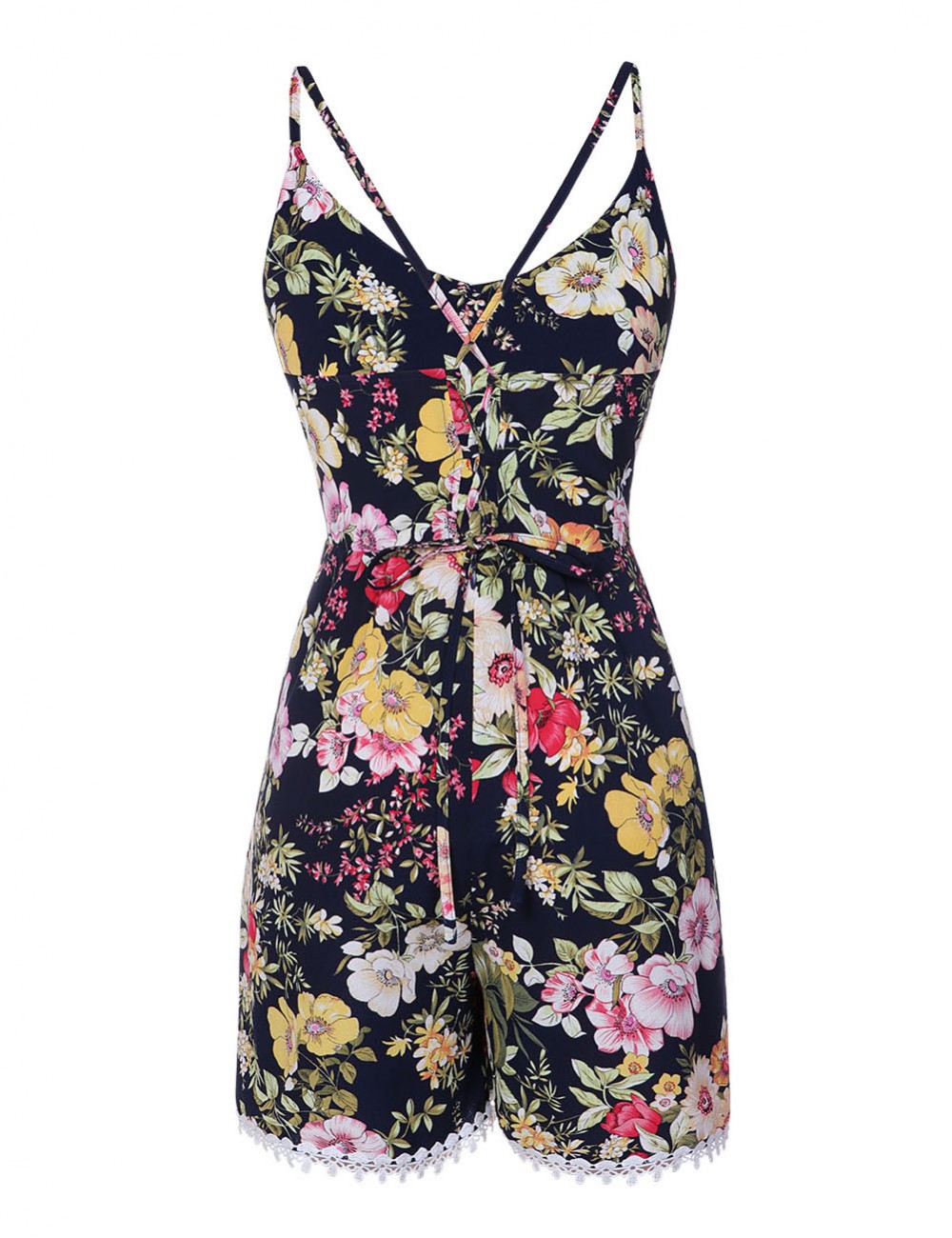 Classy V Neck Bodysuit Allover Floral Print Ladies Grace