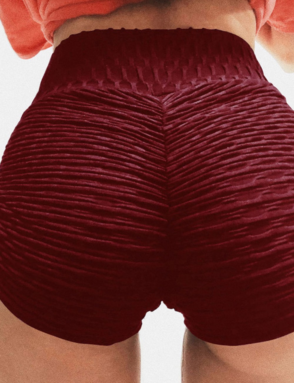 Wine Red Ruched Gym Shorts Booty Enhancer All Over Smooth