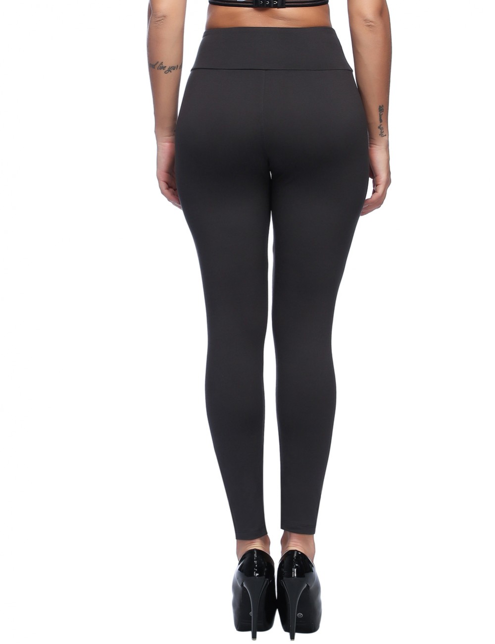 Warmup Dark Grey Full Length Brushed Tights Hidden Pocket Trend For Women