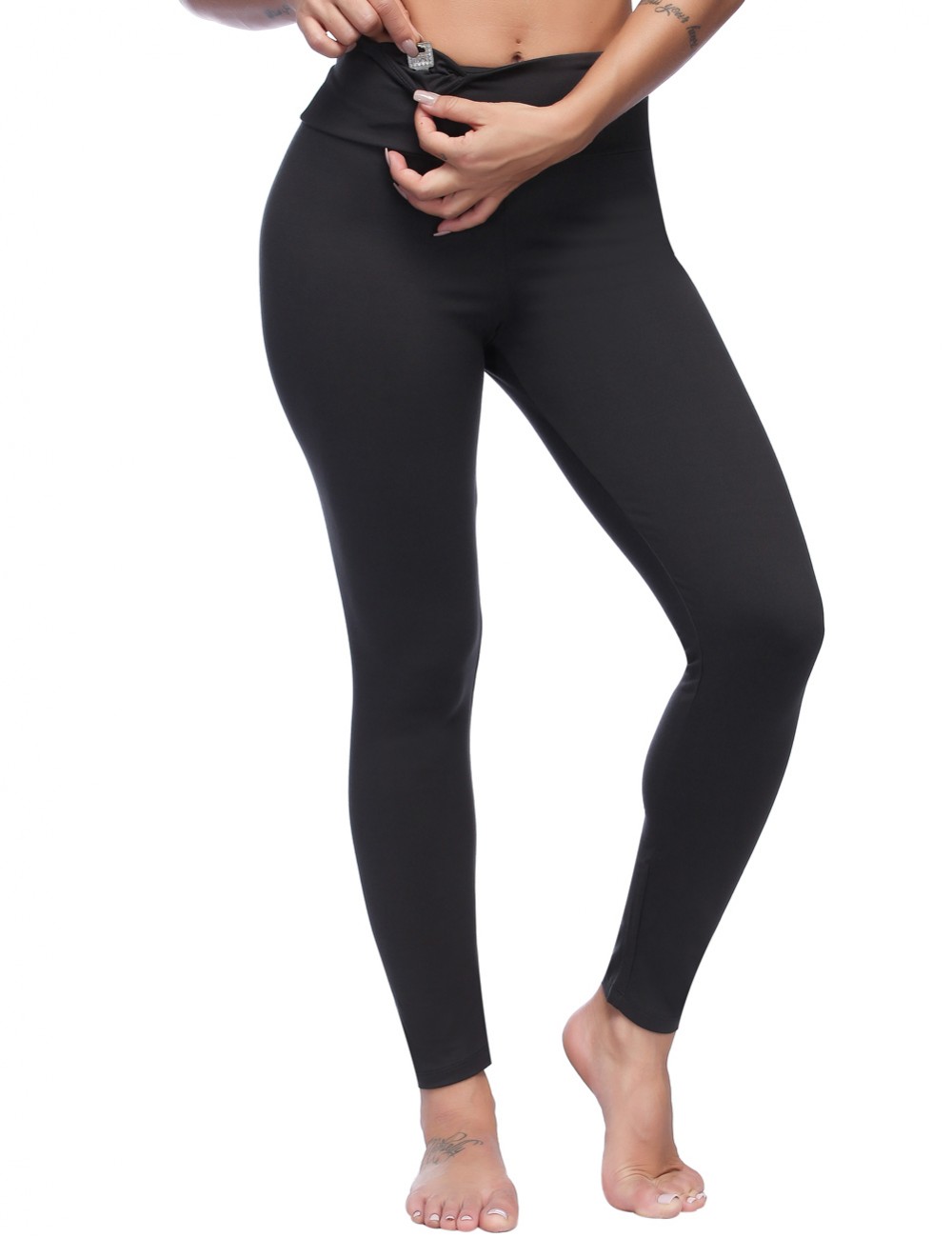 Warmup Dark Grey Full Length Brushed Tights Hidden Pocket Trend For Women