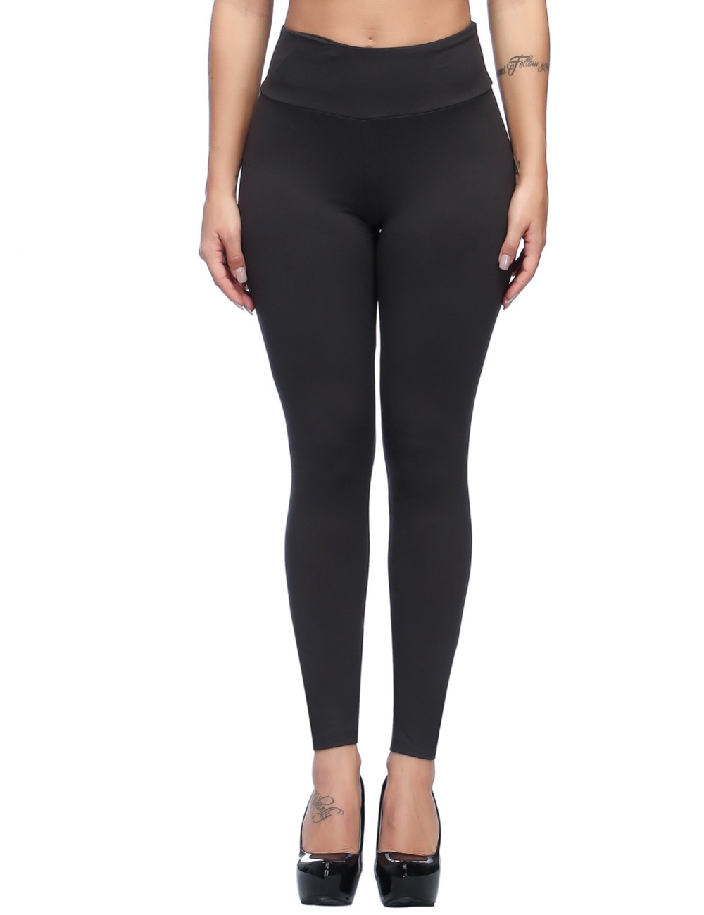 Warmup Dark Grey Full Length Brushed Tights Hidden Pocket Trend For Women