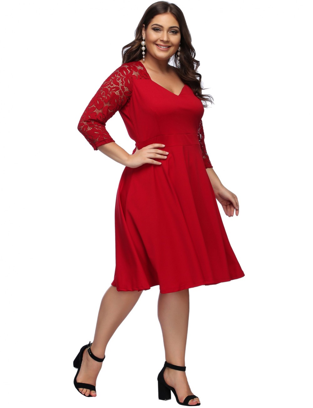 Elegant Red Zip Back Large Floral Midi Dress Super Faddish