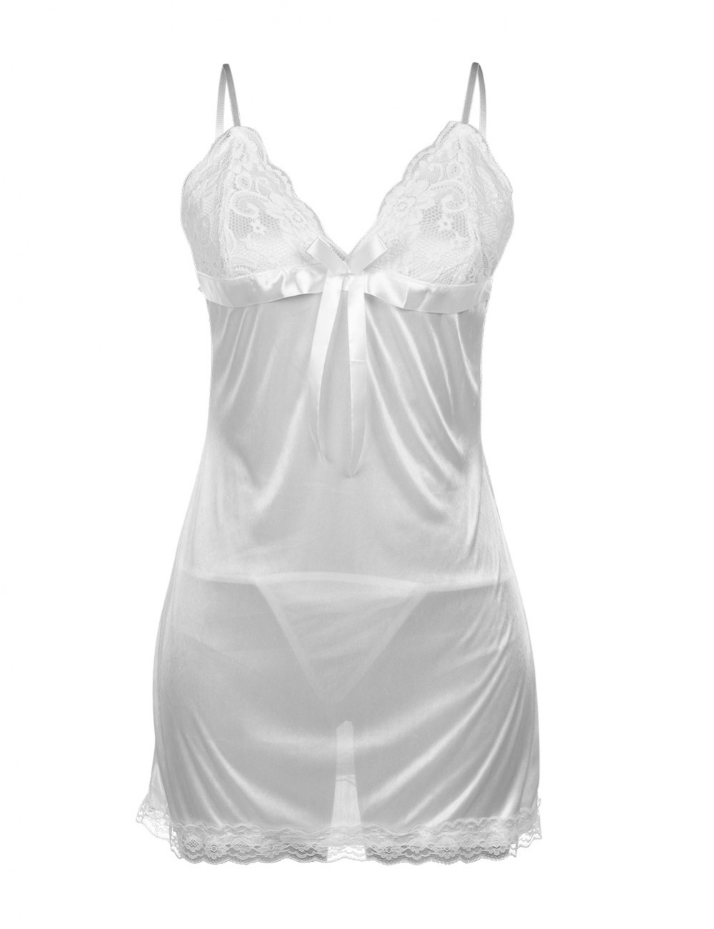Fabulous White Scallop Cut Out Chemises Thin Straps Large Size Standard Fit Allover
